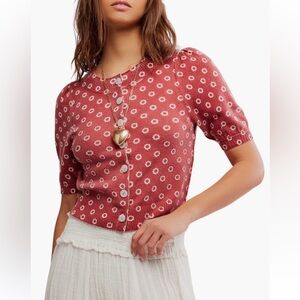 Free People Isla Puff Sleeve cardigan Sweater M NWT